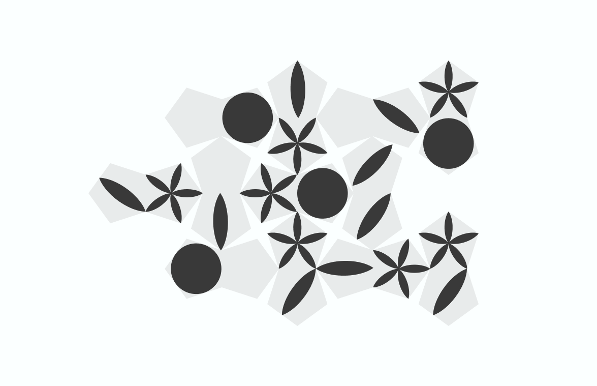 Proceso de construcción del patrón gráfico de Or Taronger a partir de los módulos del logotipo: forma, repetición y aplicación cromática final.